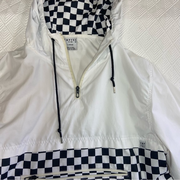 Empyre Checkered Pull-over Wind Breaker Black and White Size Large Like New - Picture 3 of 10